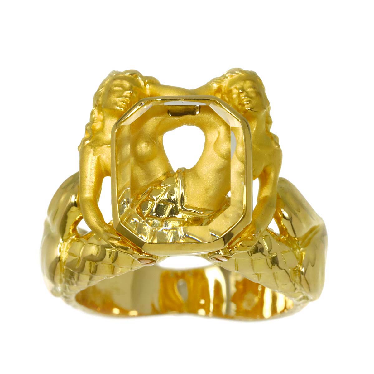 crystal Ring K18 YG 750 Size5.75-6(US)