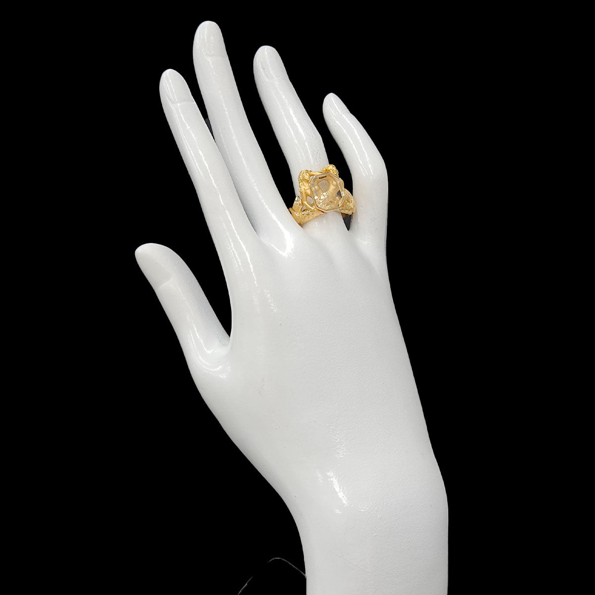crystal Ring K18 YG 750 Size5.75-6(US)