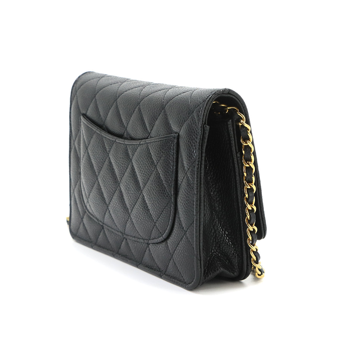 Matelasse Classic Chain Wallet Leather Black AP0250