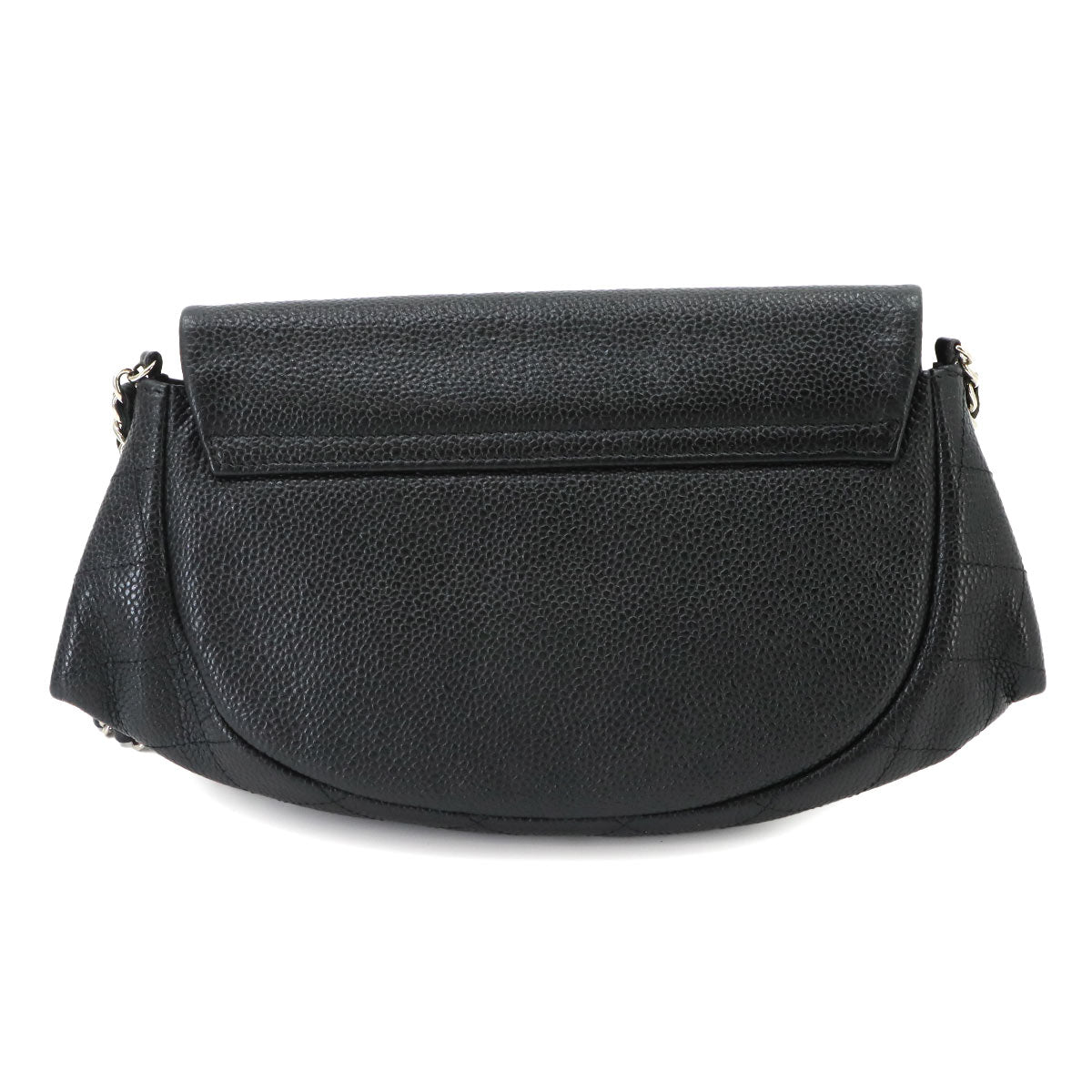Chain Long Wallet Leather Black Half moon