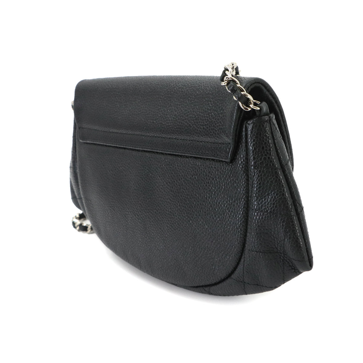 Chain Long Wallet Leather Black Half moon