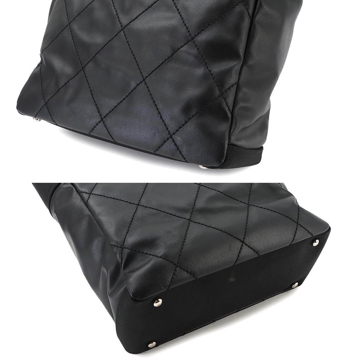 Paris Biarritz PM Tote Bag PVC Nylon Leather Black A34208 Purse