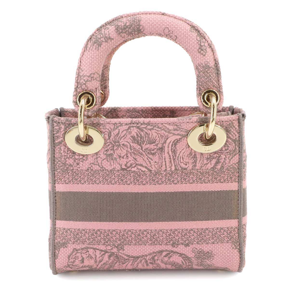 Lady D-Lite Mini Hand Shoulder Bag Canvas Pink Gray