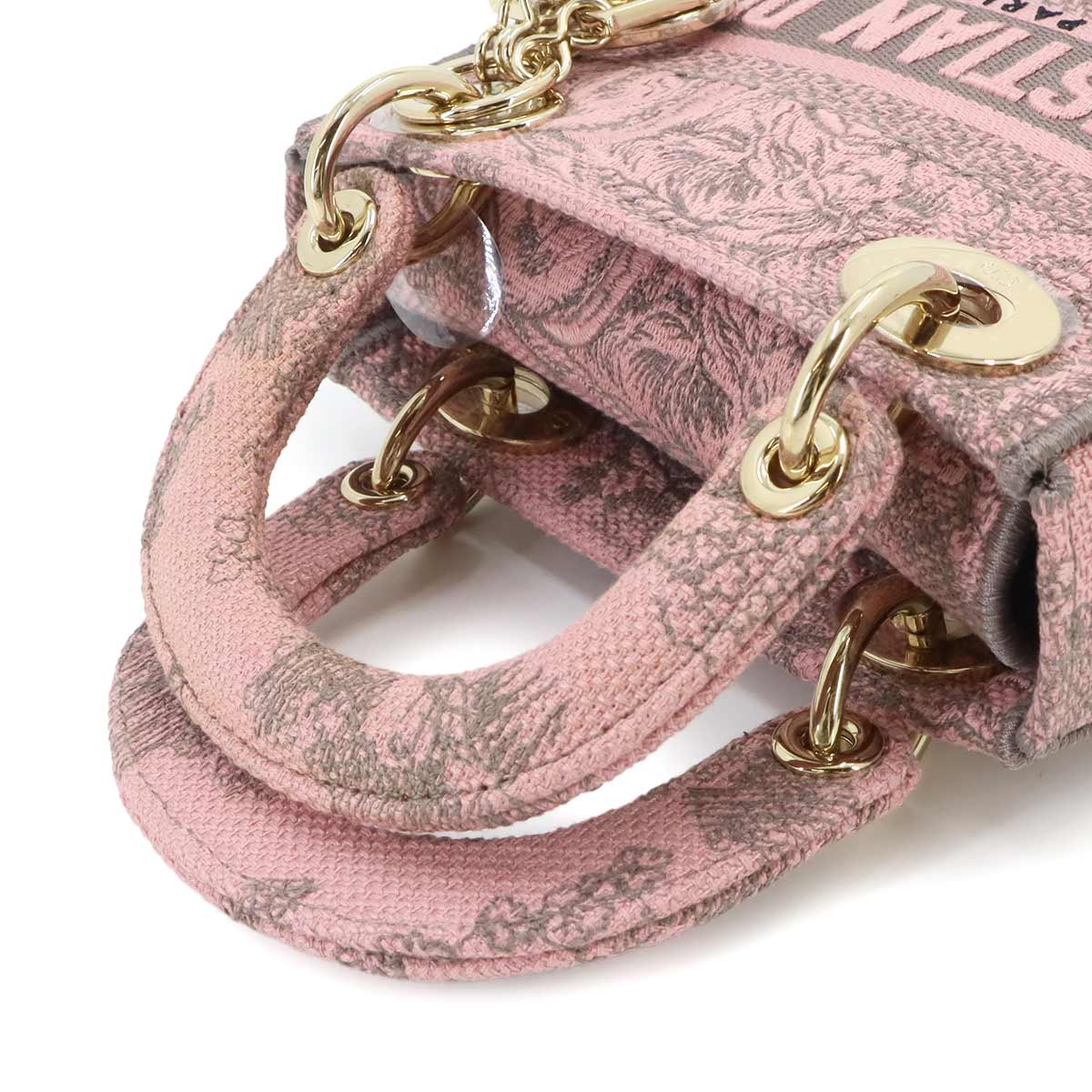 Lady D-Lite Mini Hand Shoulder Bag Canvas Pink Gray