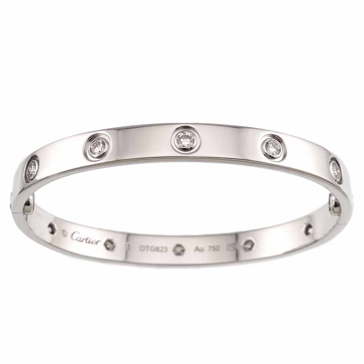 Love Bracelet Diamond 10P Bangle 18K WG 750 Size16