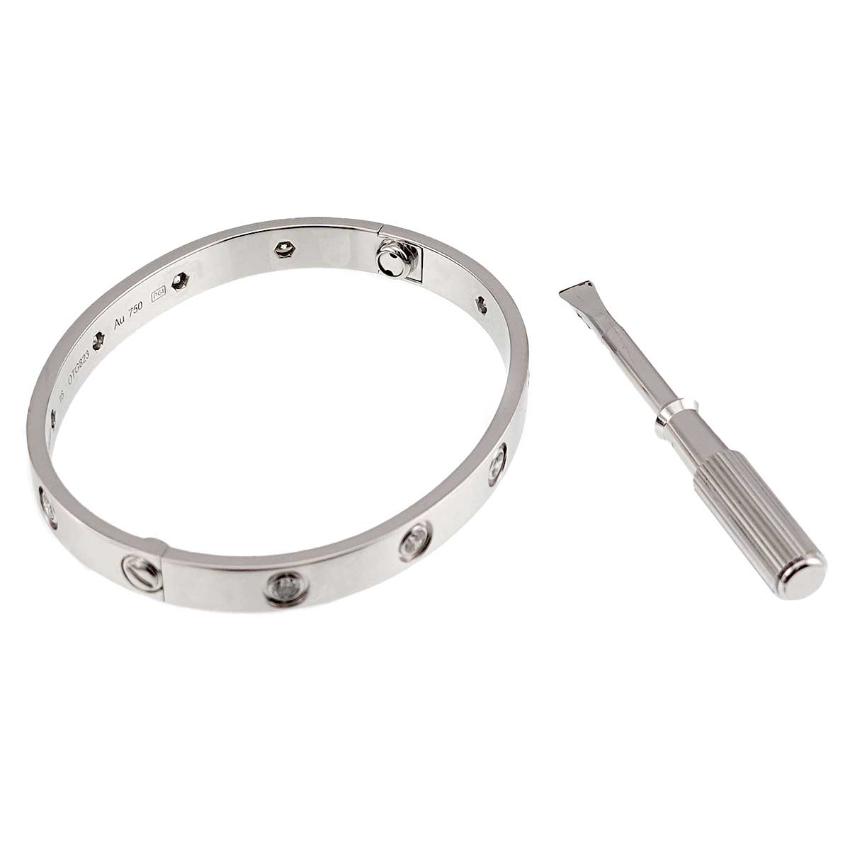 Love Bracelet Diamond 10P Bangle 18K WG 750 Size16