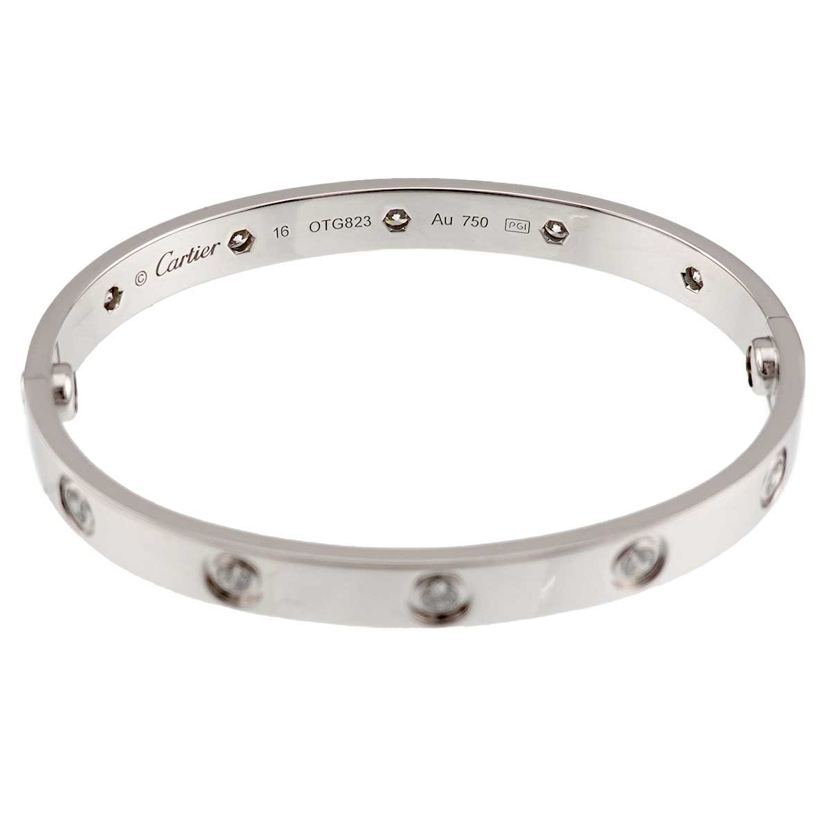 Love Bracelet Diamond 10P Bangle 18K WG 750 Size16