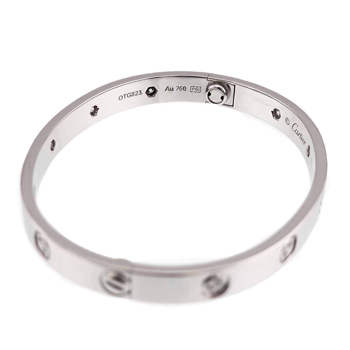 Love Bracelet Diamond 10P Bangle 18K WG 750 Size16
