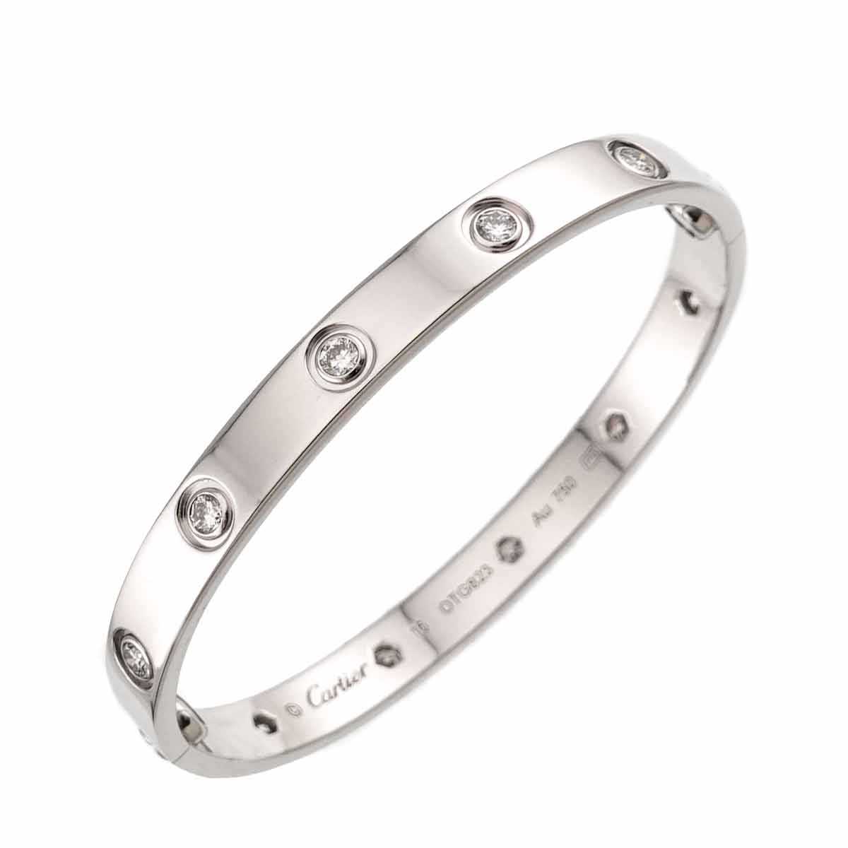 Love Bracelet Diamond 10P Bangle 18K WG 750 Size16