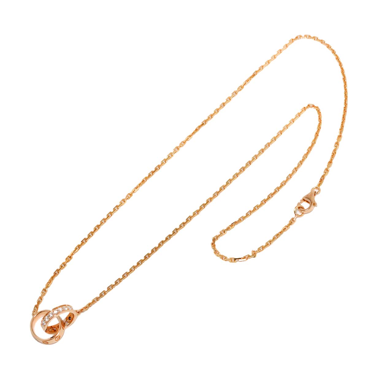 Baby Love semi pave Diamond Necklace 18K Pink Gold 750