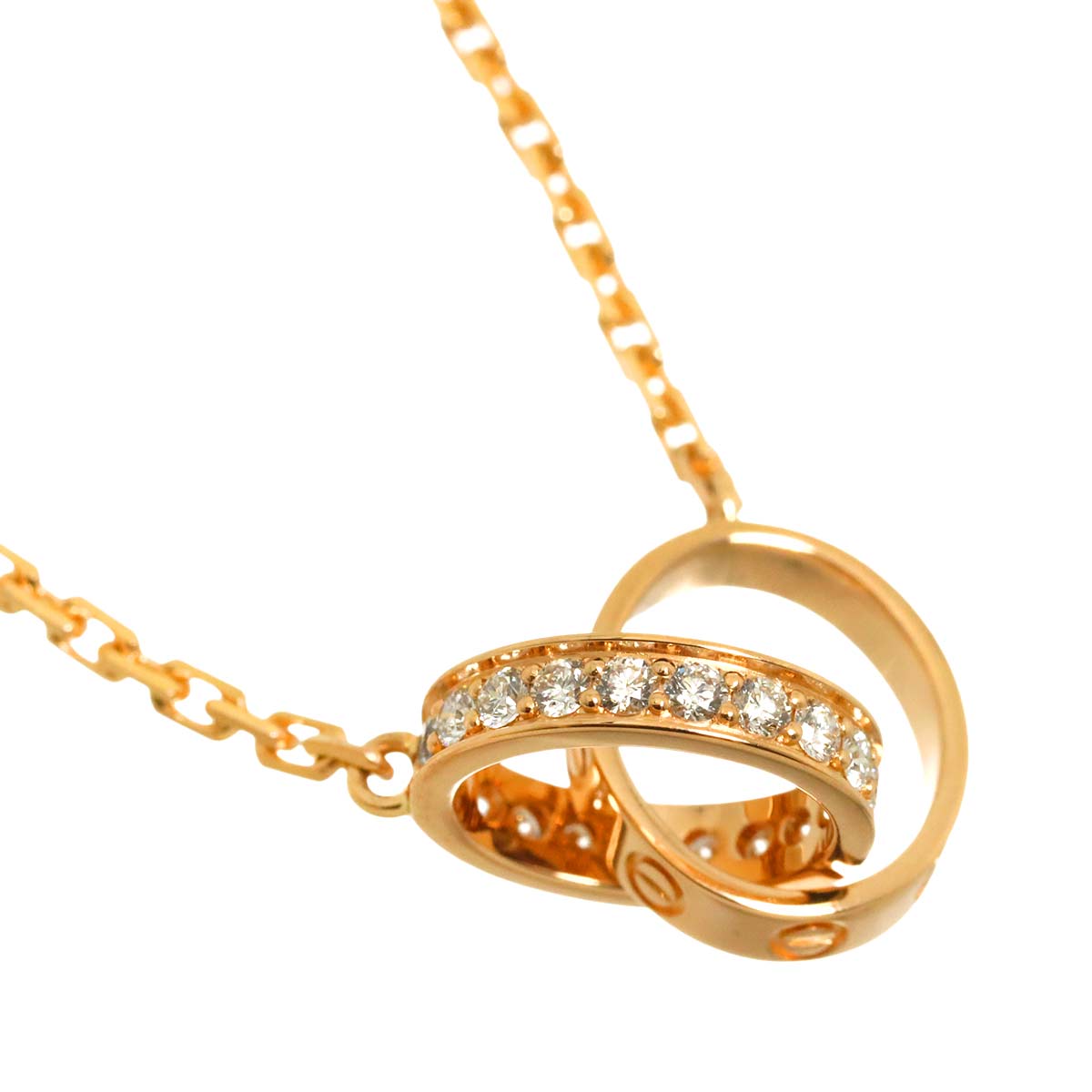 Baby Love semi pave Diamond Necklace 18K Pink Gold 750