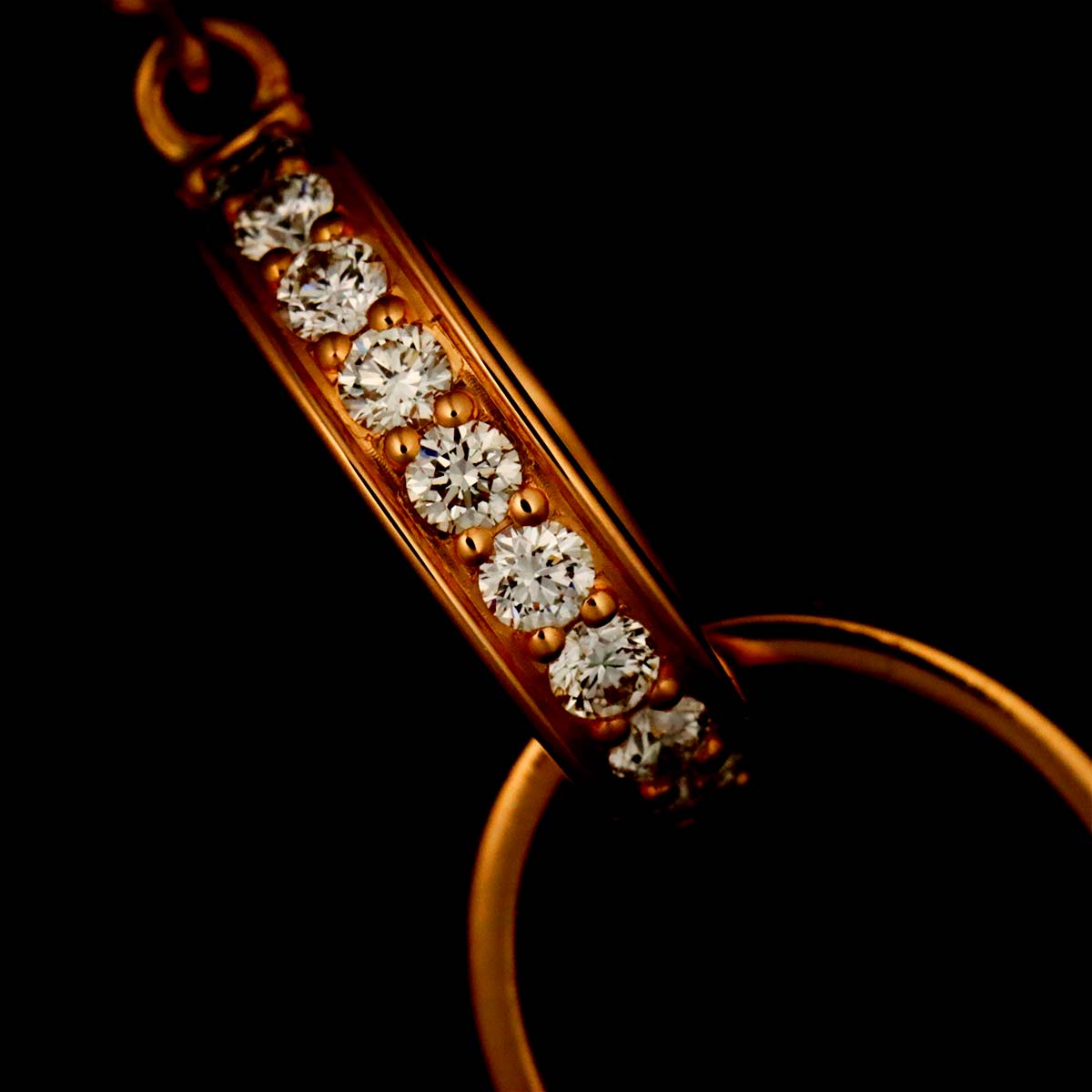 Baby Love semi pave Diamond Necklace 18K Pink Gold 750