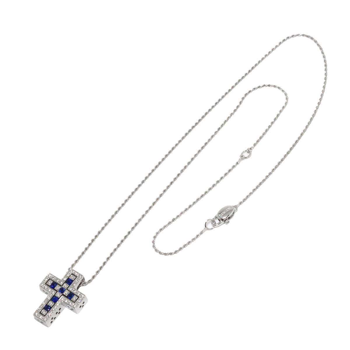 Belle Epoque SM Sapphire Diamond Cross Necklace 18K WG 750