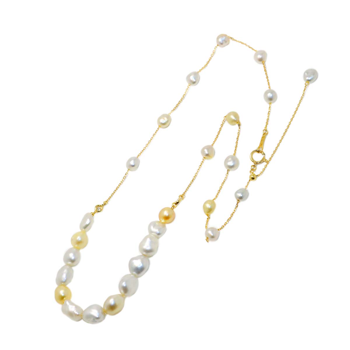 Freshwater pearl Diamond 0.05ct Necklace 18K YG 750
