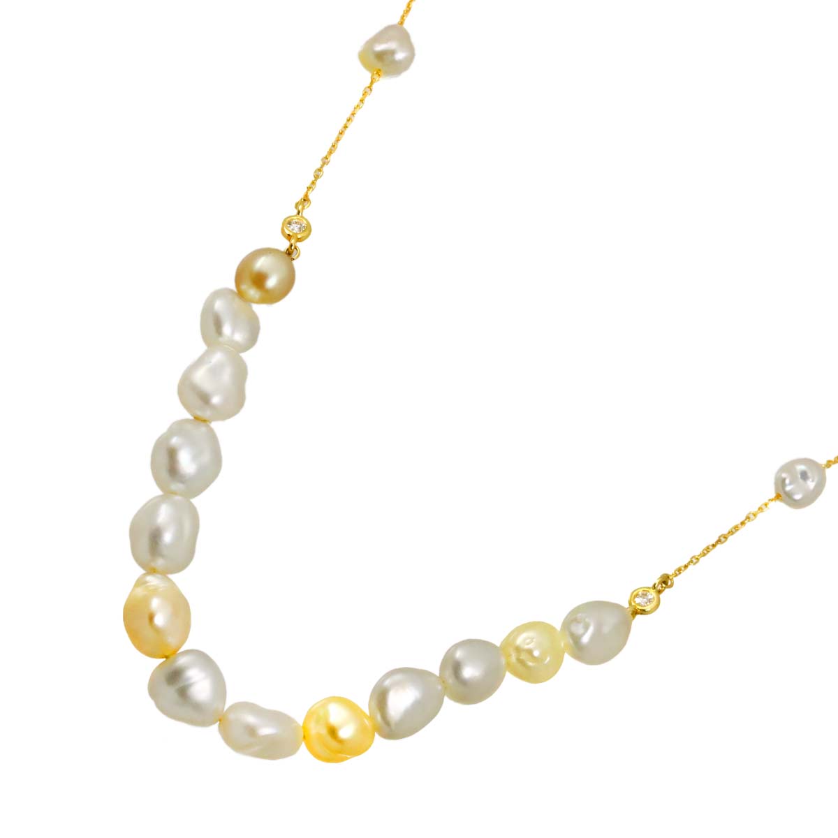 Freshwater pearl Diamond 0.05ct Necklace 18K YG 750