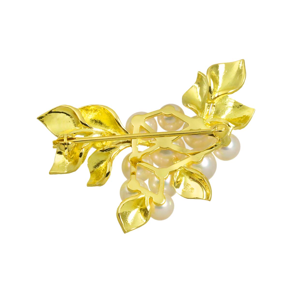 Akoya pearl 5.0-6.6mm Diamond Brooch 18K Yellow Gold 750