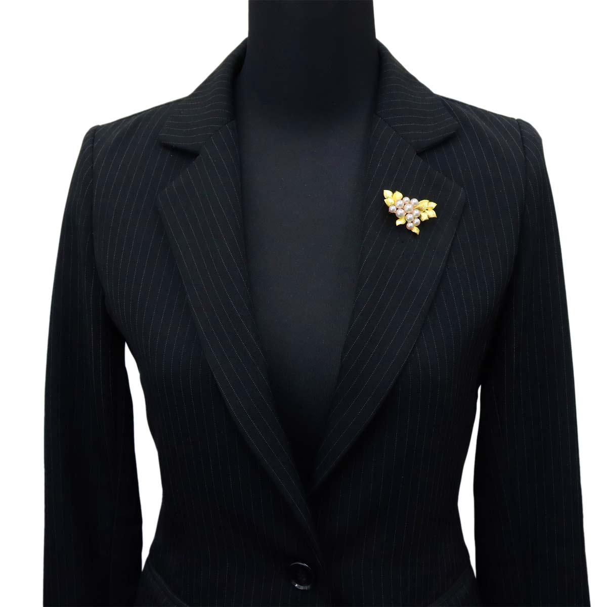 Akoya pearl 5.0-6.6mm Diamond Brooch 18K Yellow Gold 750