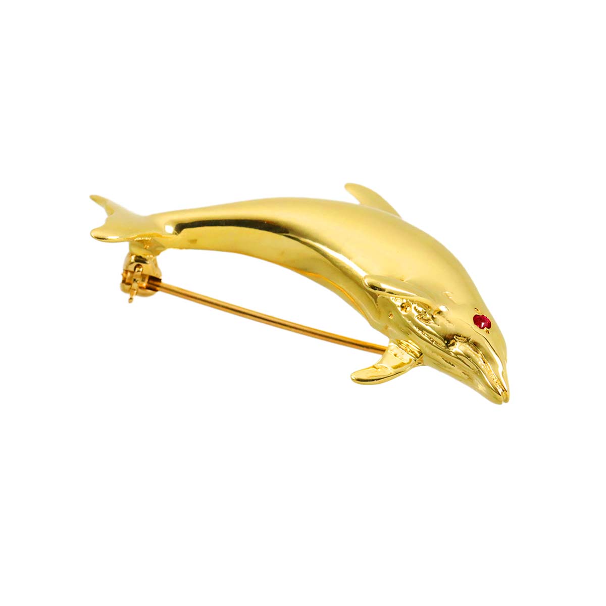 Ruby Brooch 14K Yellow Gold 585