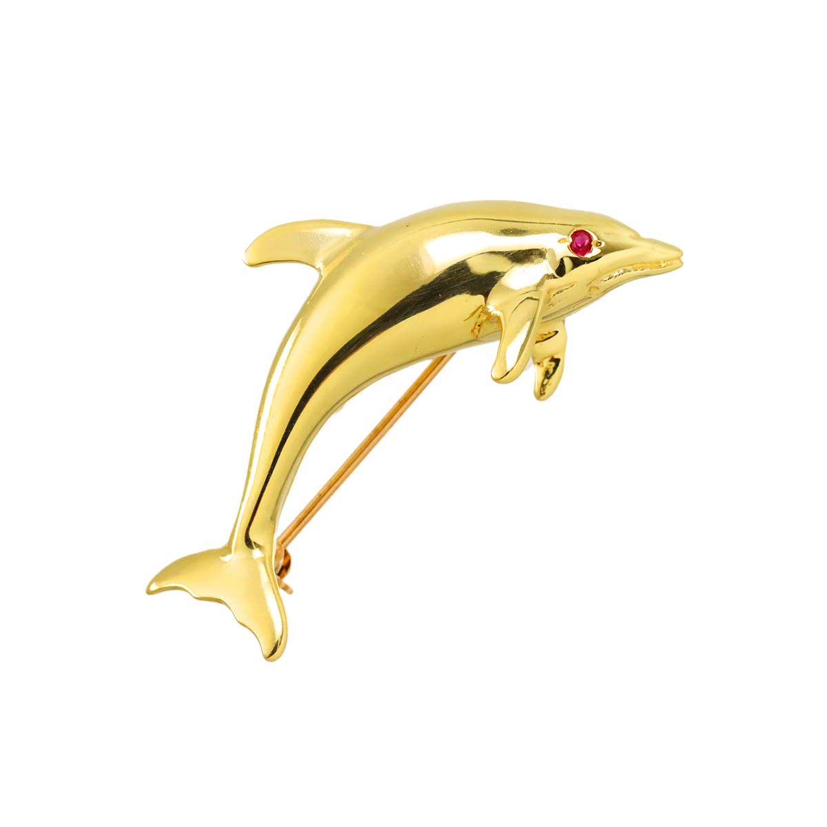 Ruby Brooch 14K Yellow Gold 585