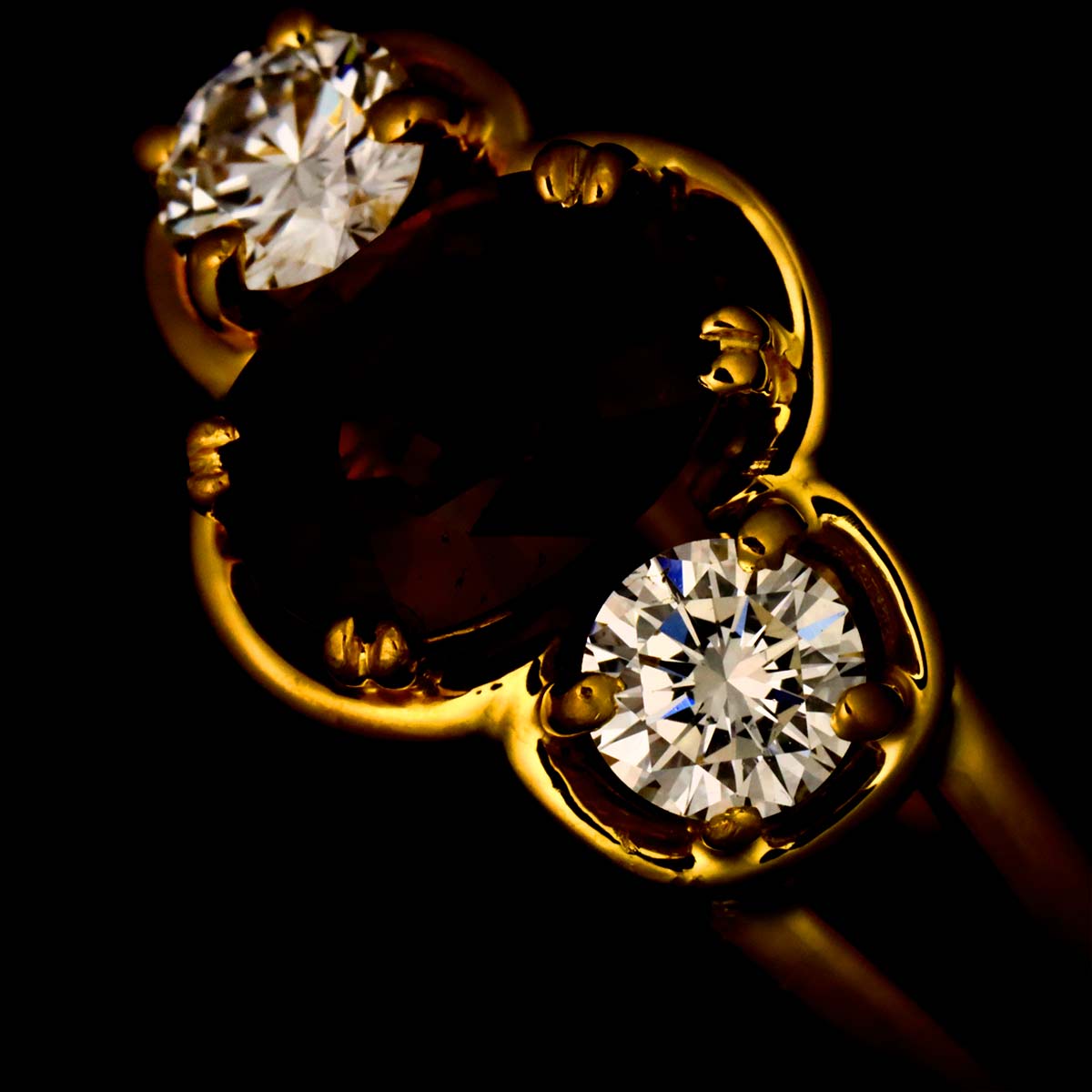 Ruby Diamond Ring 18K Yellow Gold 750 size5.5-5.75US)