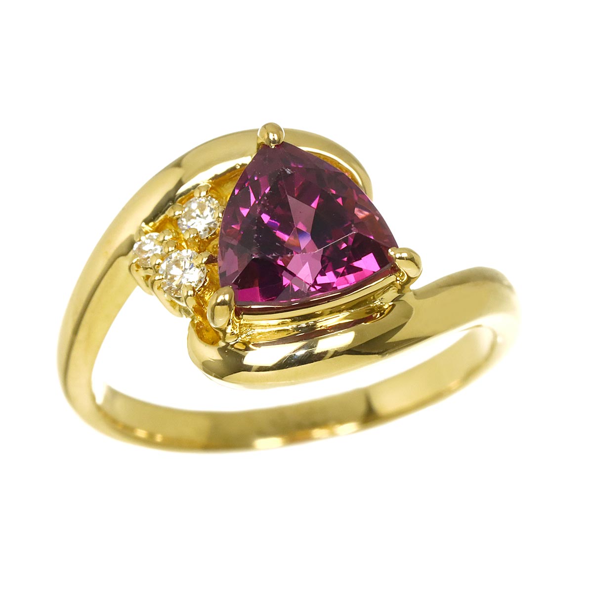 Garnet Diamond 0.06ct Ring 18K YG 750 Size5.5-5.75(US)
