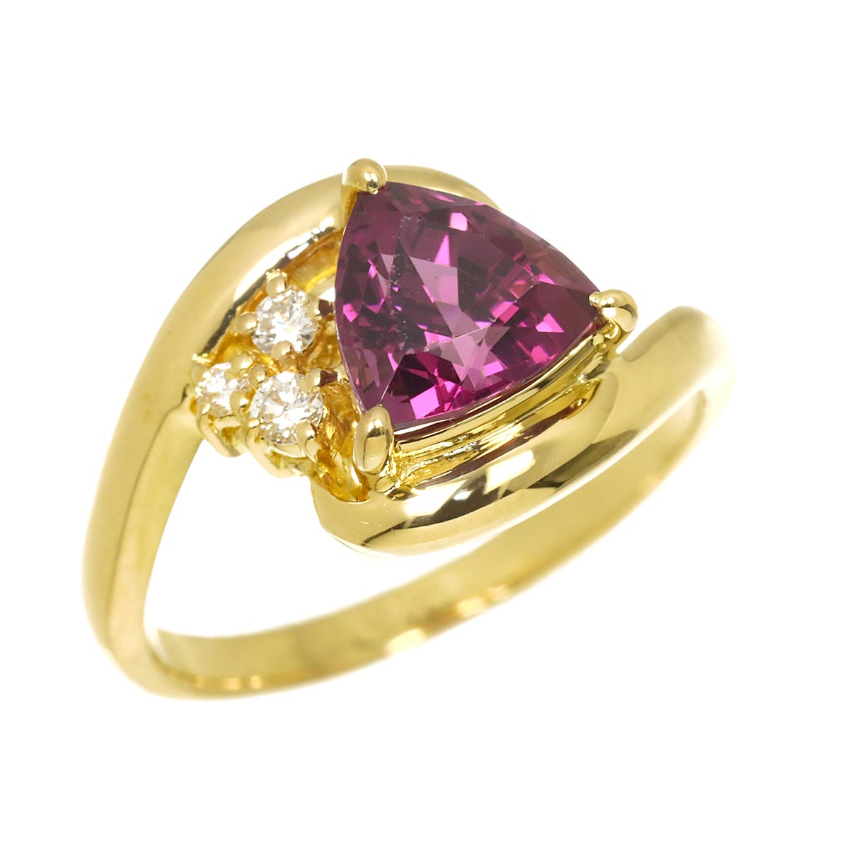Garnet Diamond 0.06ct Ring 18K YG 750 Size5.5-5.75(US)