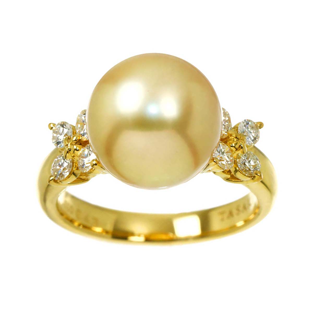 South Sea pearl Diamond 0.43ct Ring 18K YG 750 size6.5-6.75(US)