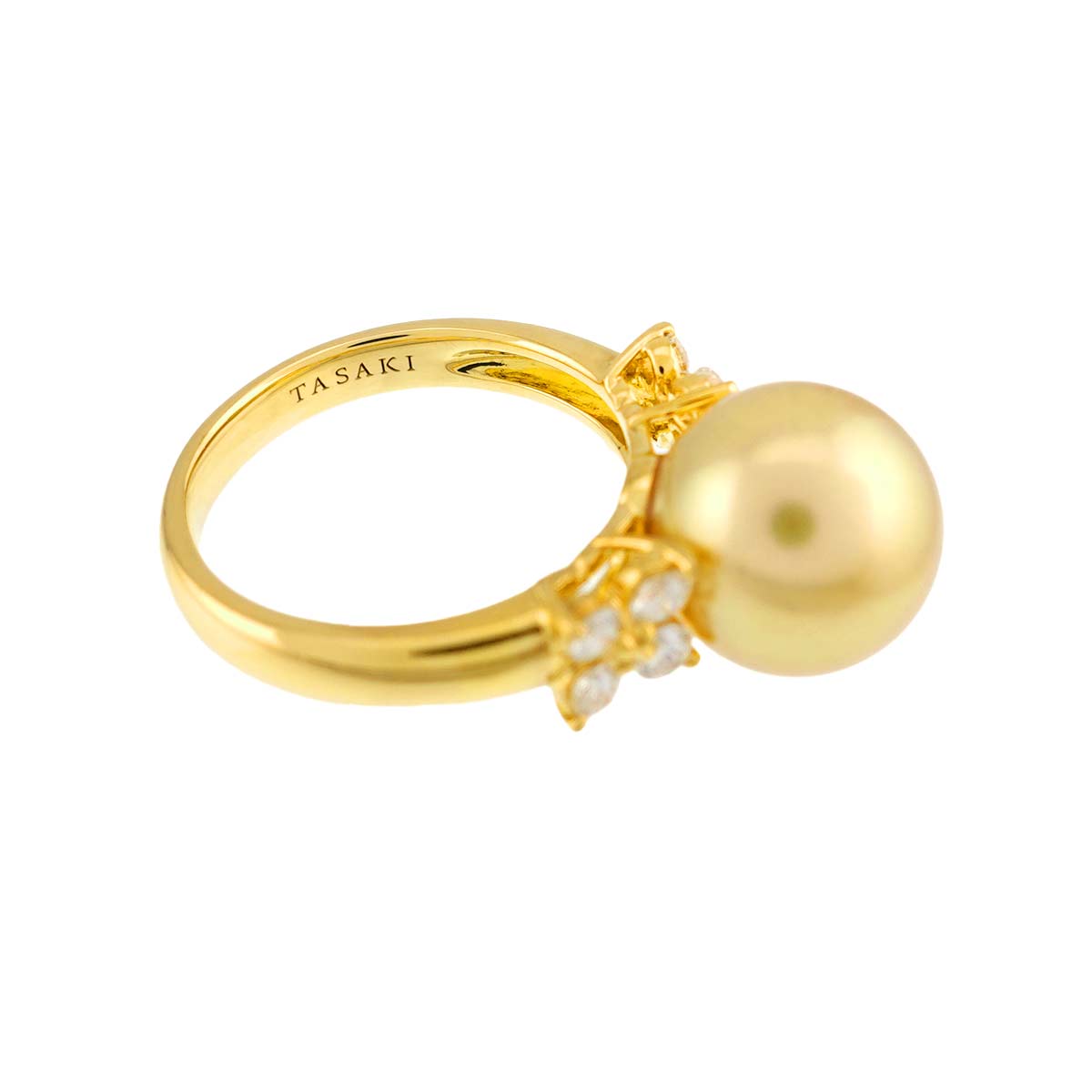 South Sea pearl Diamond 0.43ct Ring 18K YG 750 size6.5-6.75(US)