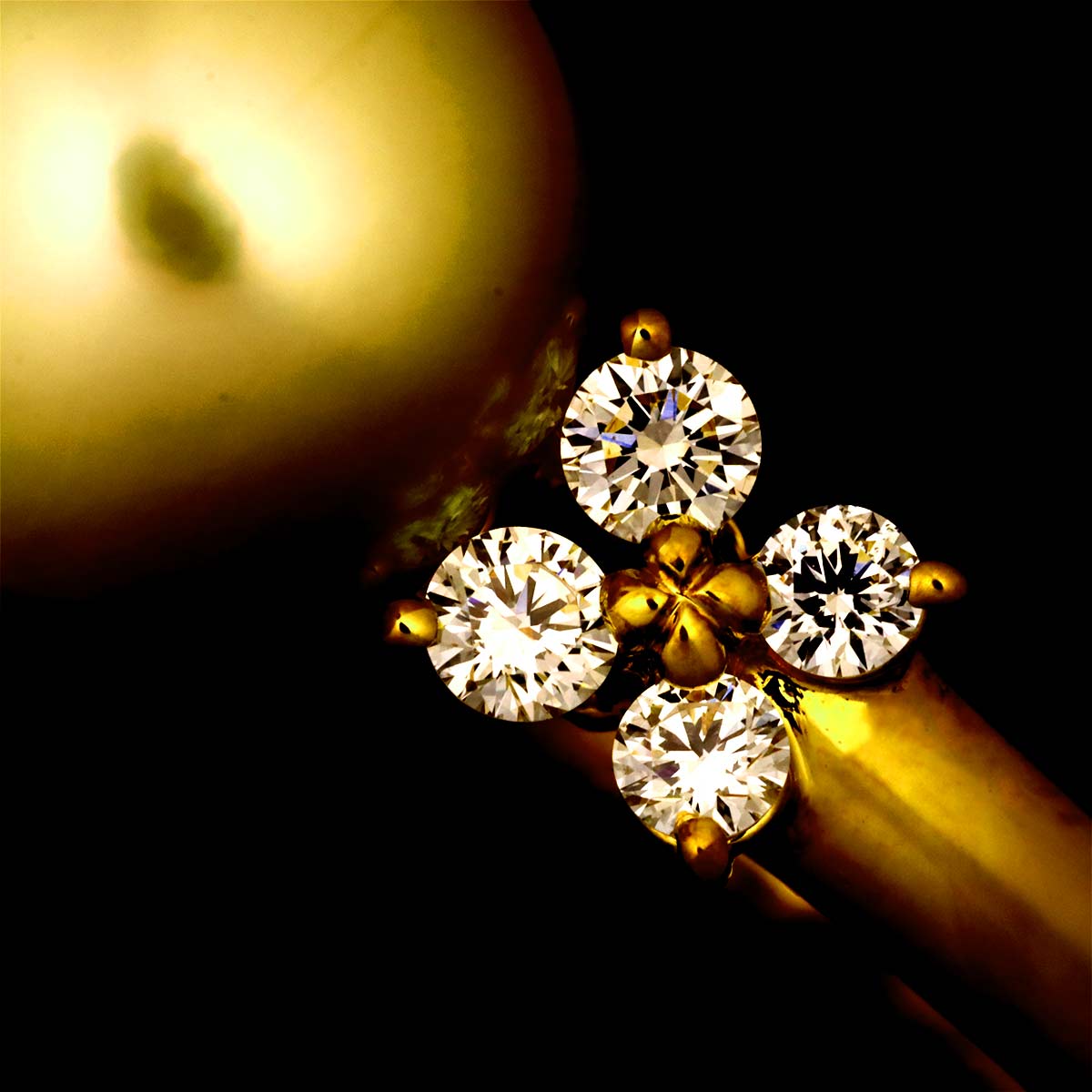 South Sea pearl Diamond 0.43ct Ring 18K YG 750 size6.5-6.75(US)