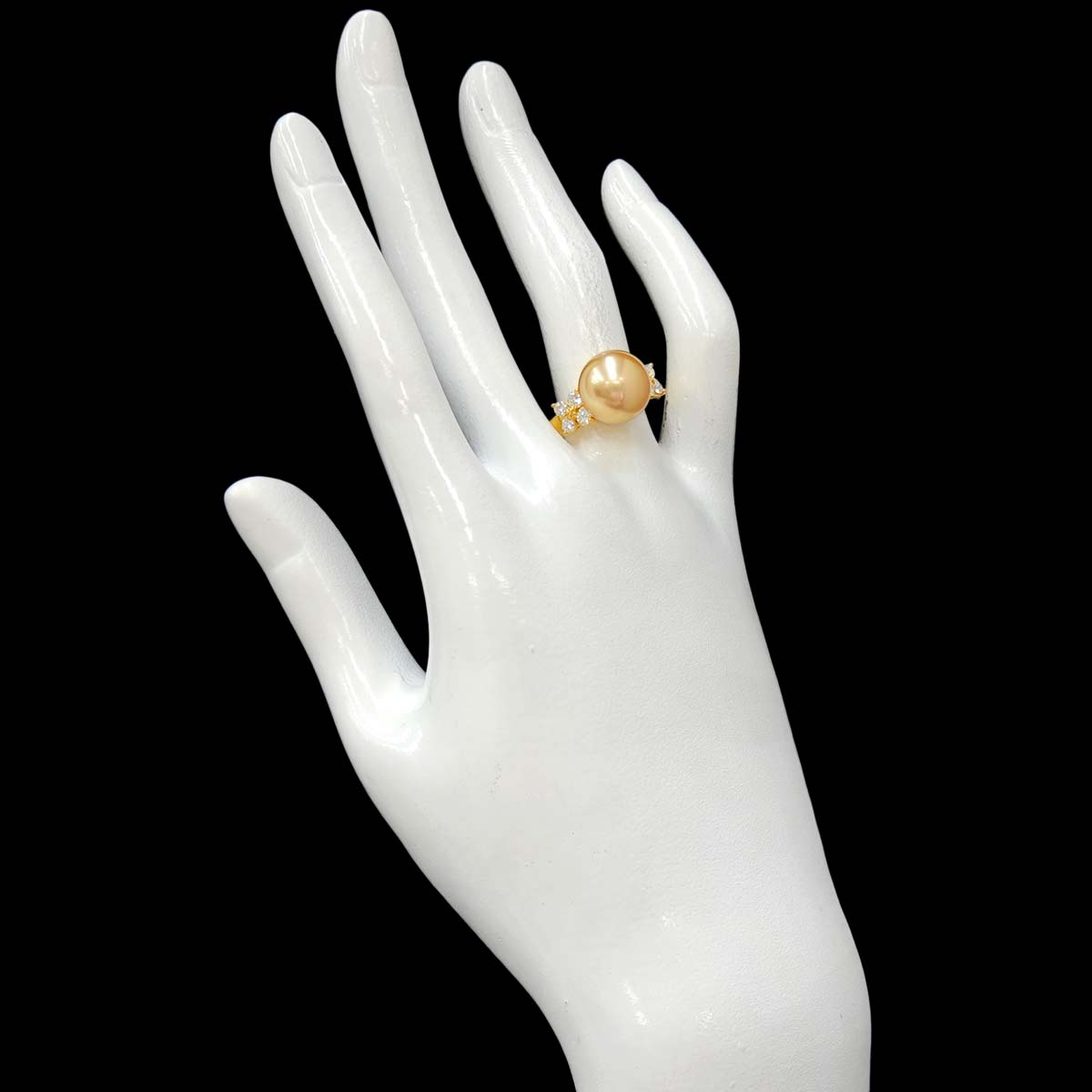 South Sea pearl Diamond 0.43ct Ring 18K YG 750 size6.5-6.75(US)
