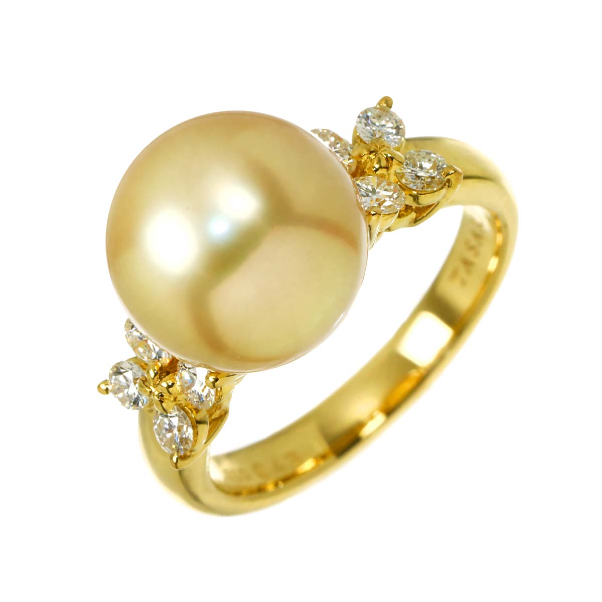 South Sea pearl Diamond 0.43ct Ring 18K YG 750 size6.5-6.75(US)
