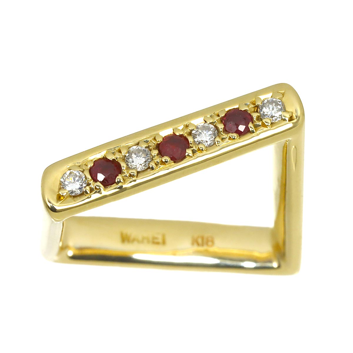 Ruby 0.16ct Diamond 0.12ct Ring 18K YG 750 Size6-6.25(US)