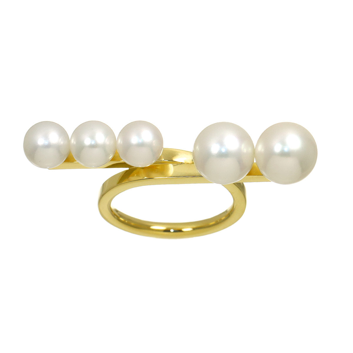 Balance loop Akoya Pearl Ring 18K YG 750 size6(US)