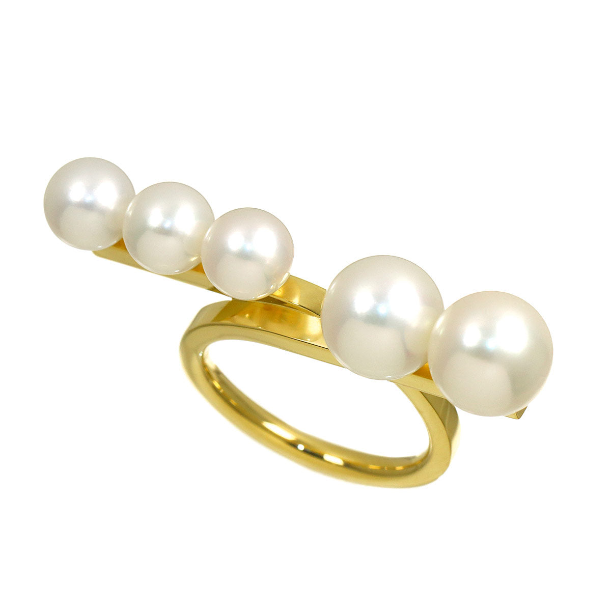 Balance loop Akoya Pearl Ring 18K YG 750 size6(US)
