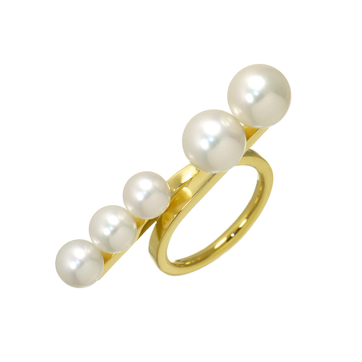Balance loop Akoya Pearl Ring 18K YG 750 size6(US)