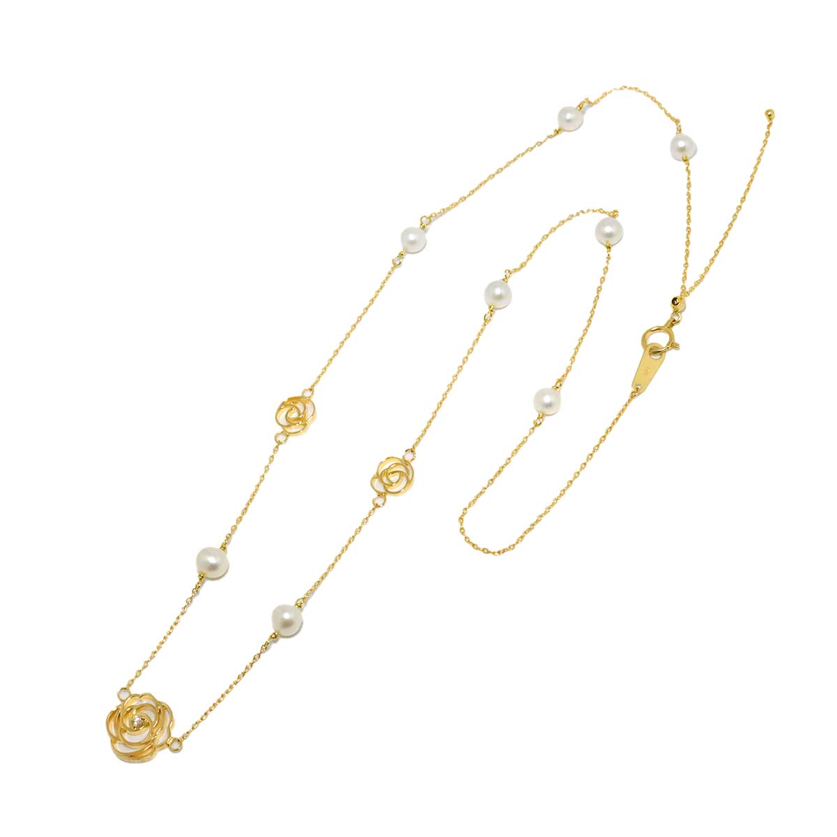 Freshwater pearl Diamond 0.03ct Necklace 18K YG 750