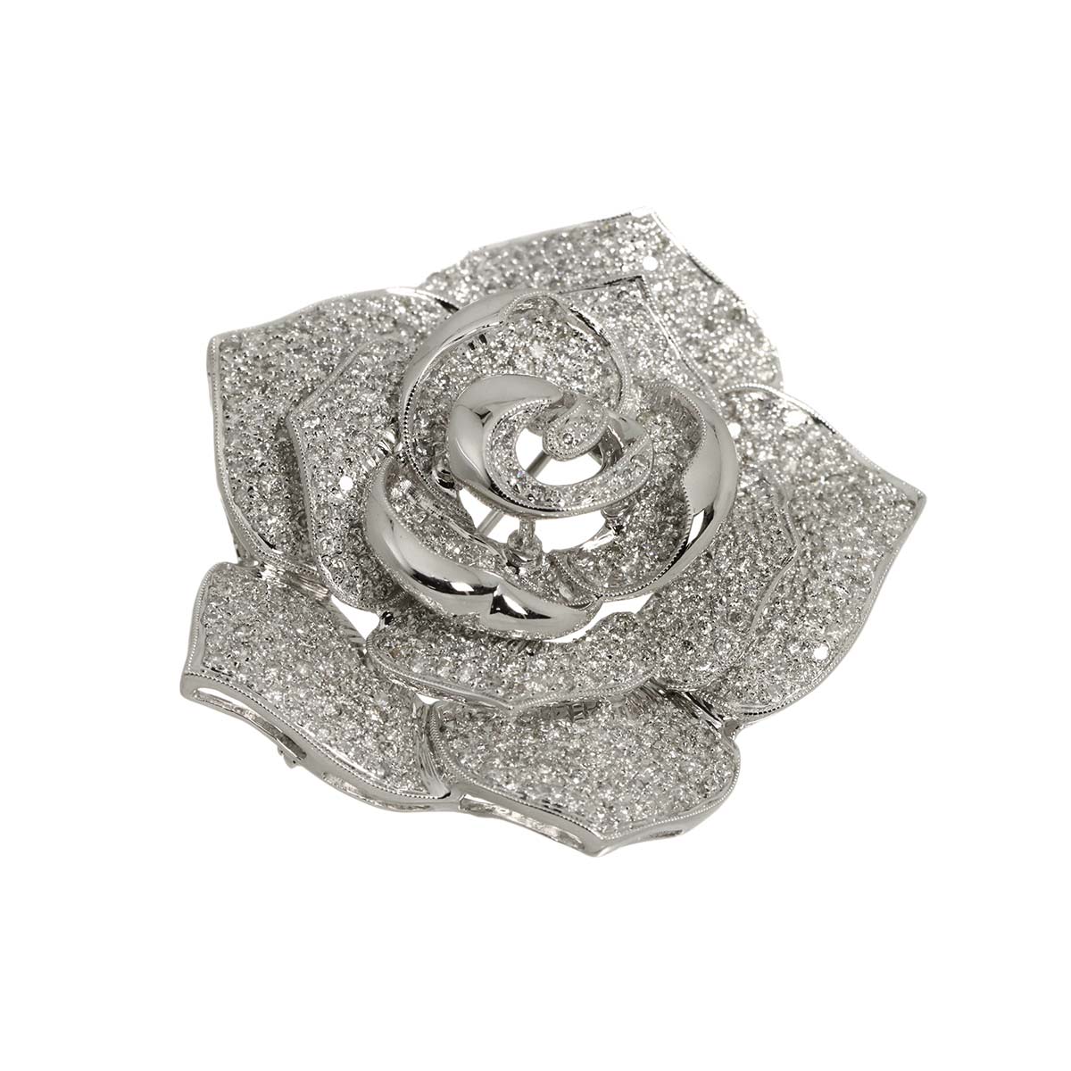 Diamond 3.10ct Brooch Pendant Top 18K WG Wheite Gold 750