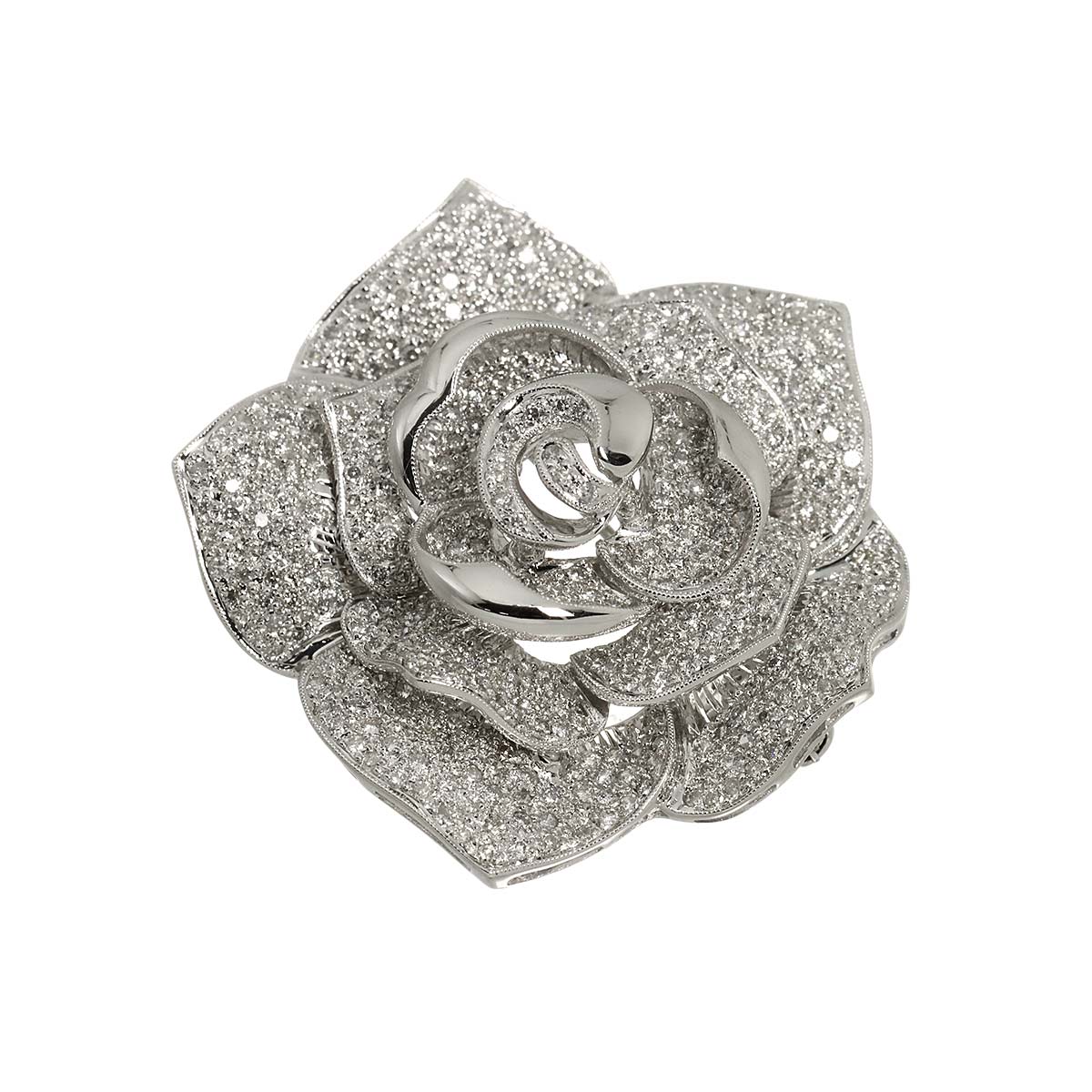 Diamond 3.10ct Brooch Pendant Top 18K WG Wheite Gold 750