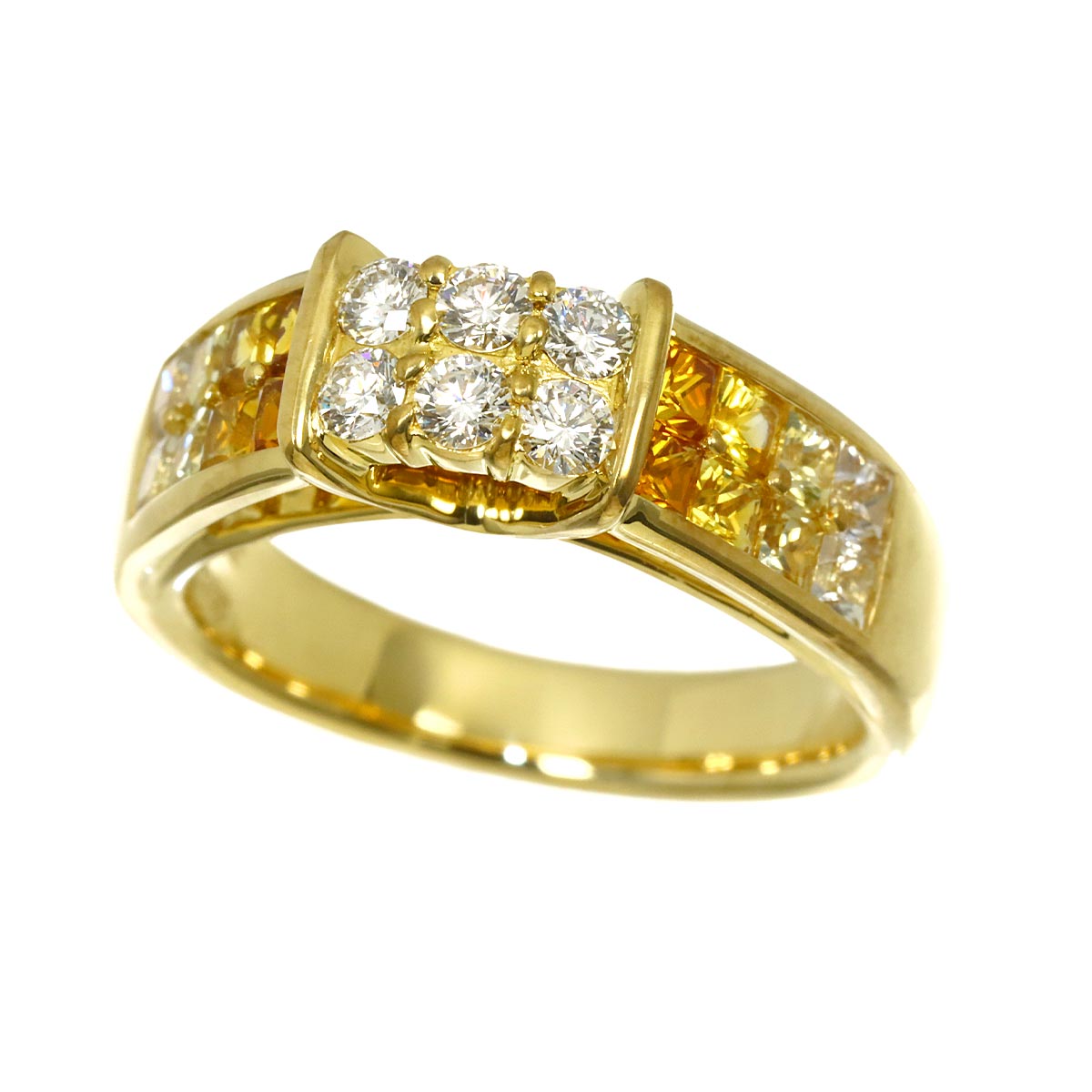 Sapphire 1.43ct Diamond 0.36ct Ring 18K YG 750 Size7.25(US)