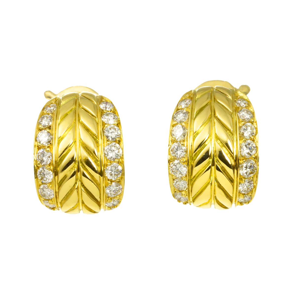 Diamond Earrings Clip on 18K Yellow Gold 750