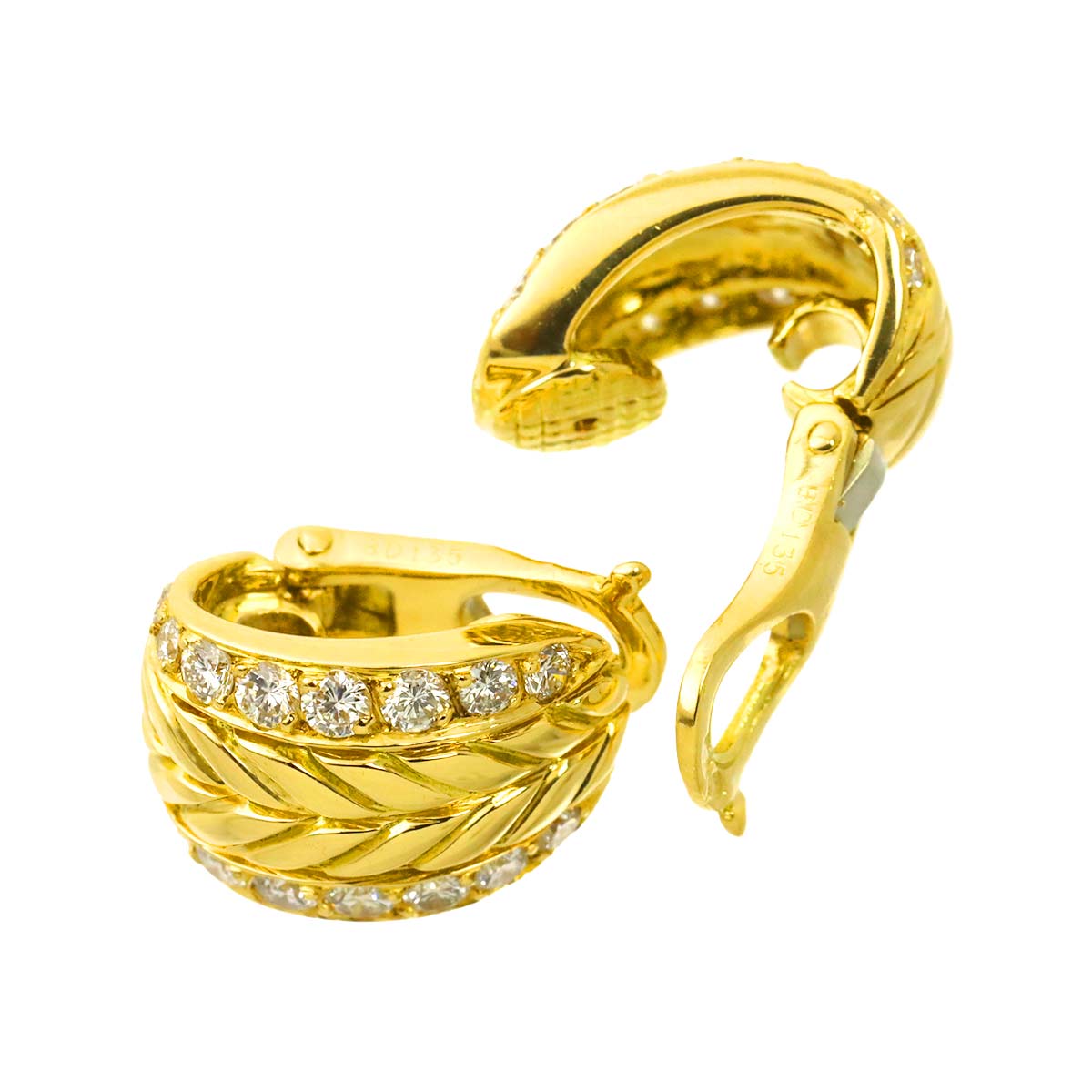 Diamond Earrings Clip on 18K Yellow Gold 750