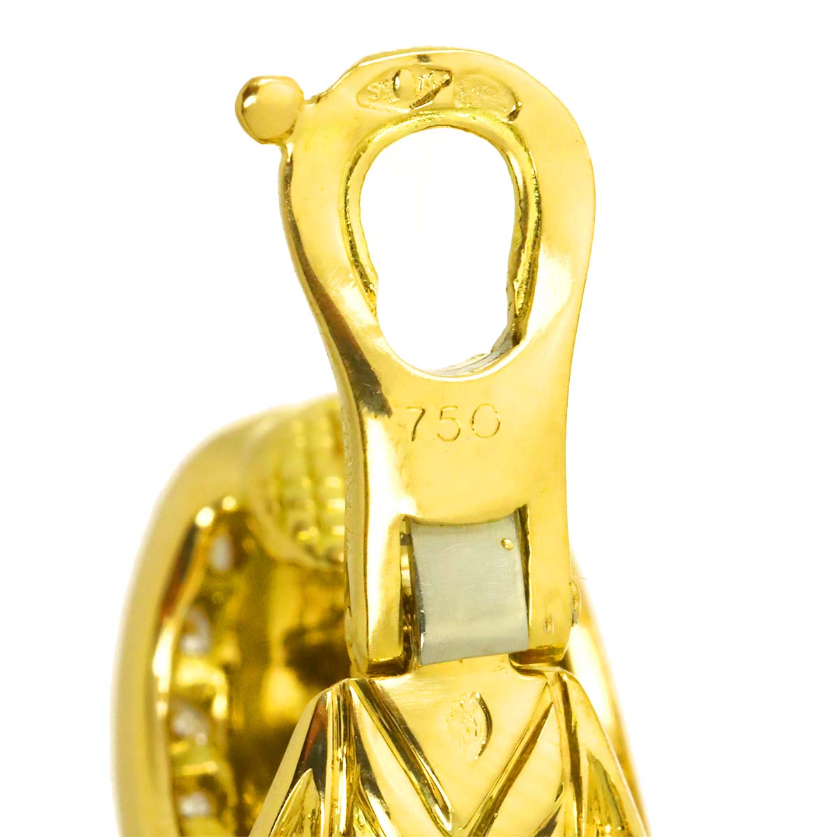 Diamond Earrings Clip on 18K Yellow Gold 750