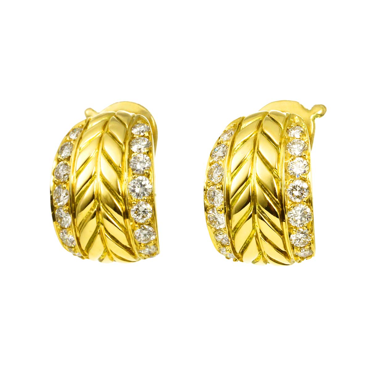 Diamond Earrings Clip on 18K Yellow Gold 750