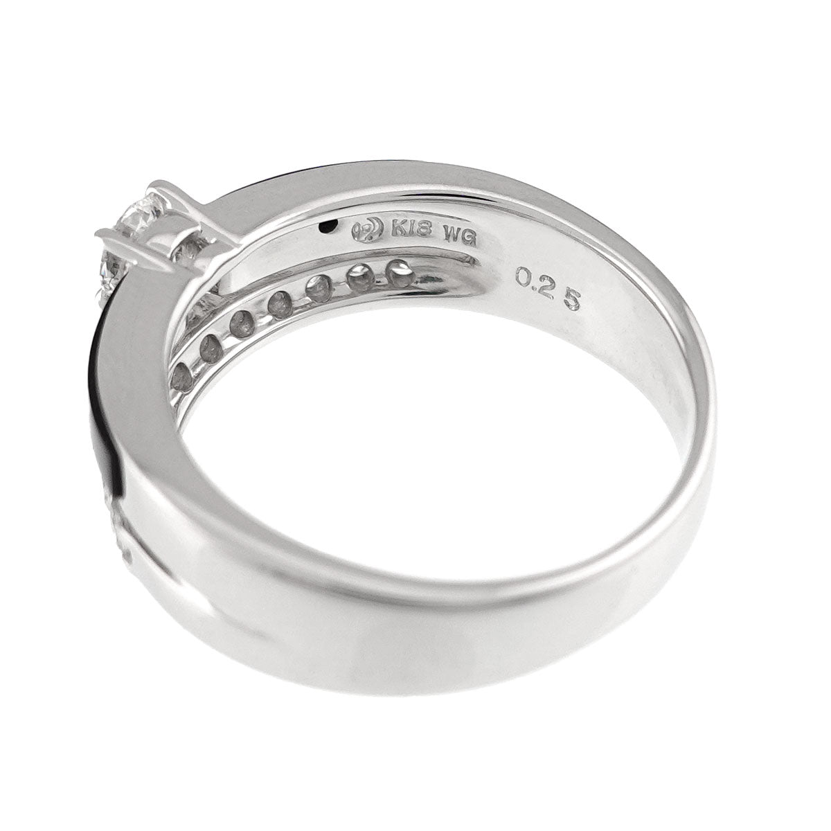 Diamond 0.26ct/0.25ct Onyx Ring 18K WG 750 Size7.75-8(US)