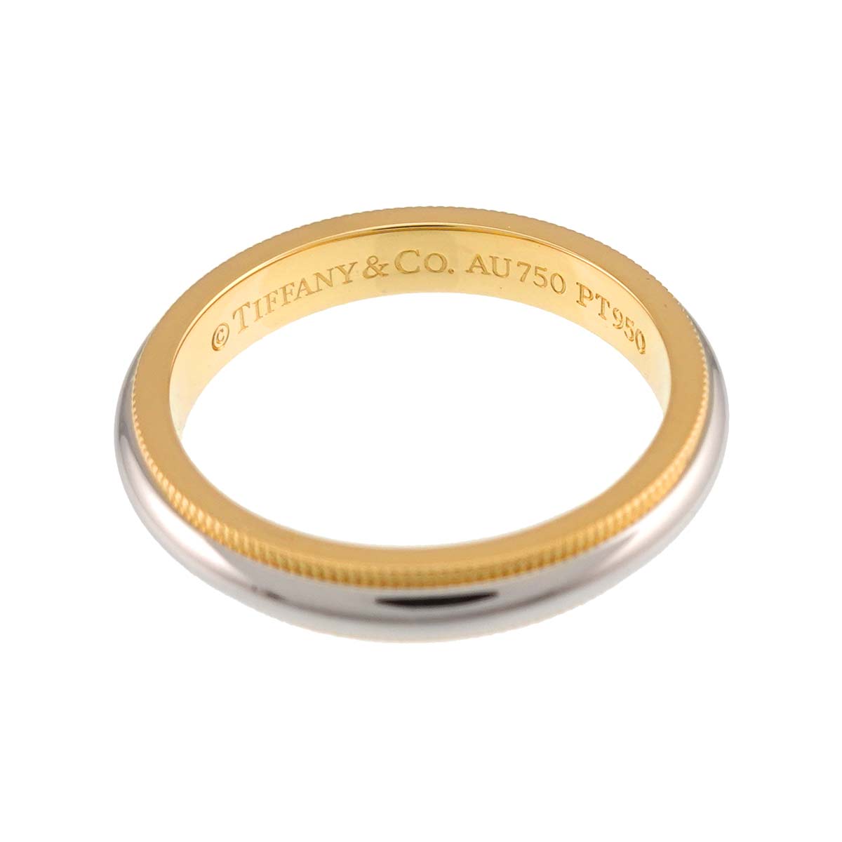 Milgrain Band Ring 18K 750 YG Pt Platinum Size6.25-6.5(US)