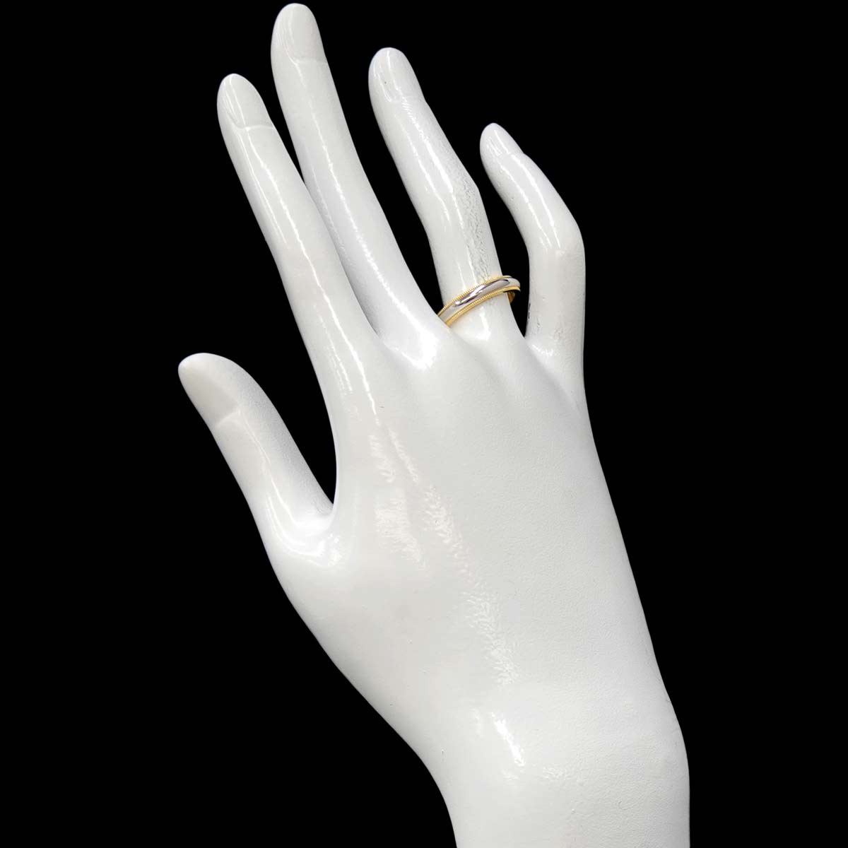 Milgrain Band Ring 18K 750 YG Pt Platinum Size6.25-6.5(US)