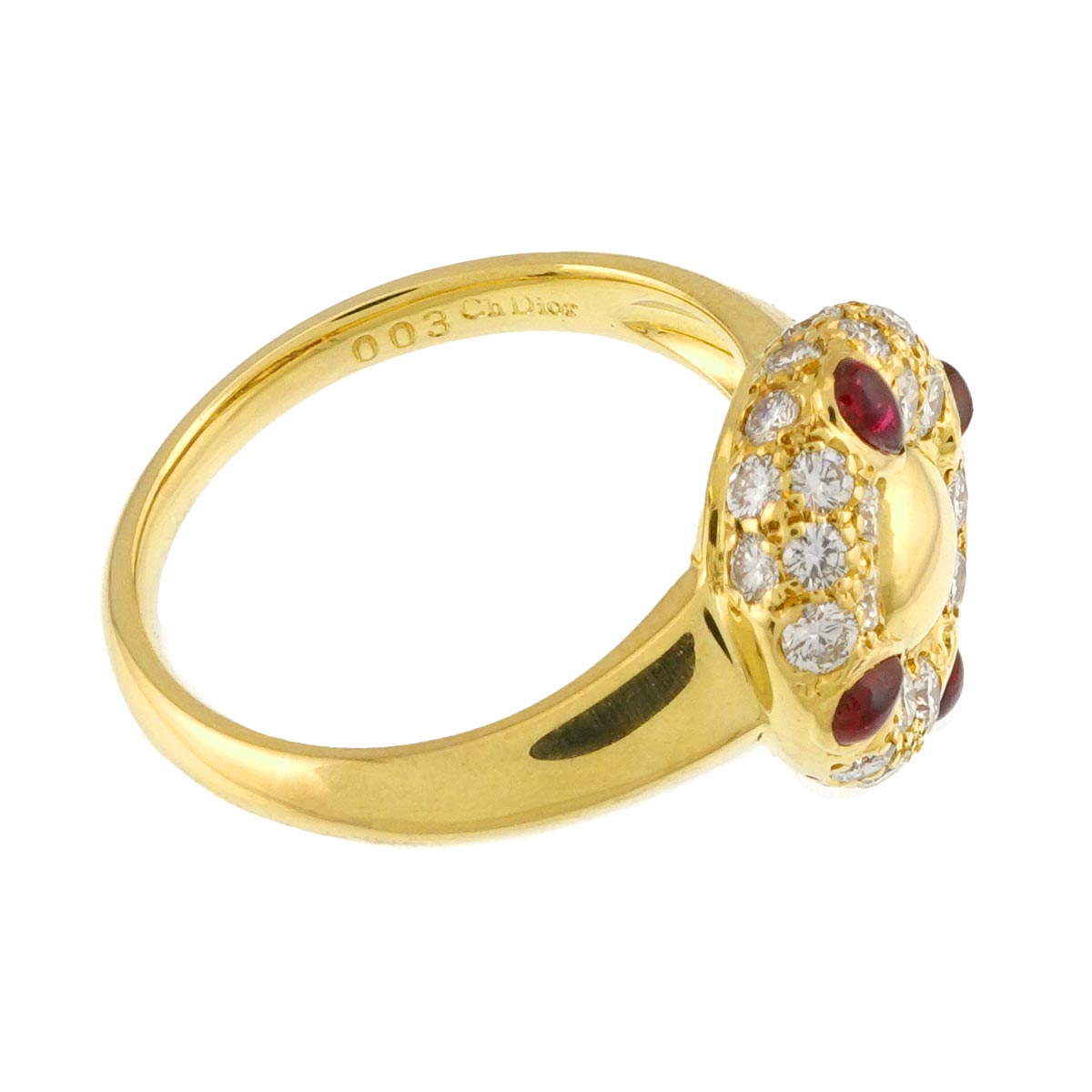 Ruby Diamond Ring 18K YG 750 size4.75-5(US)