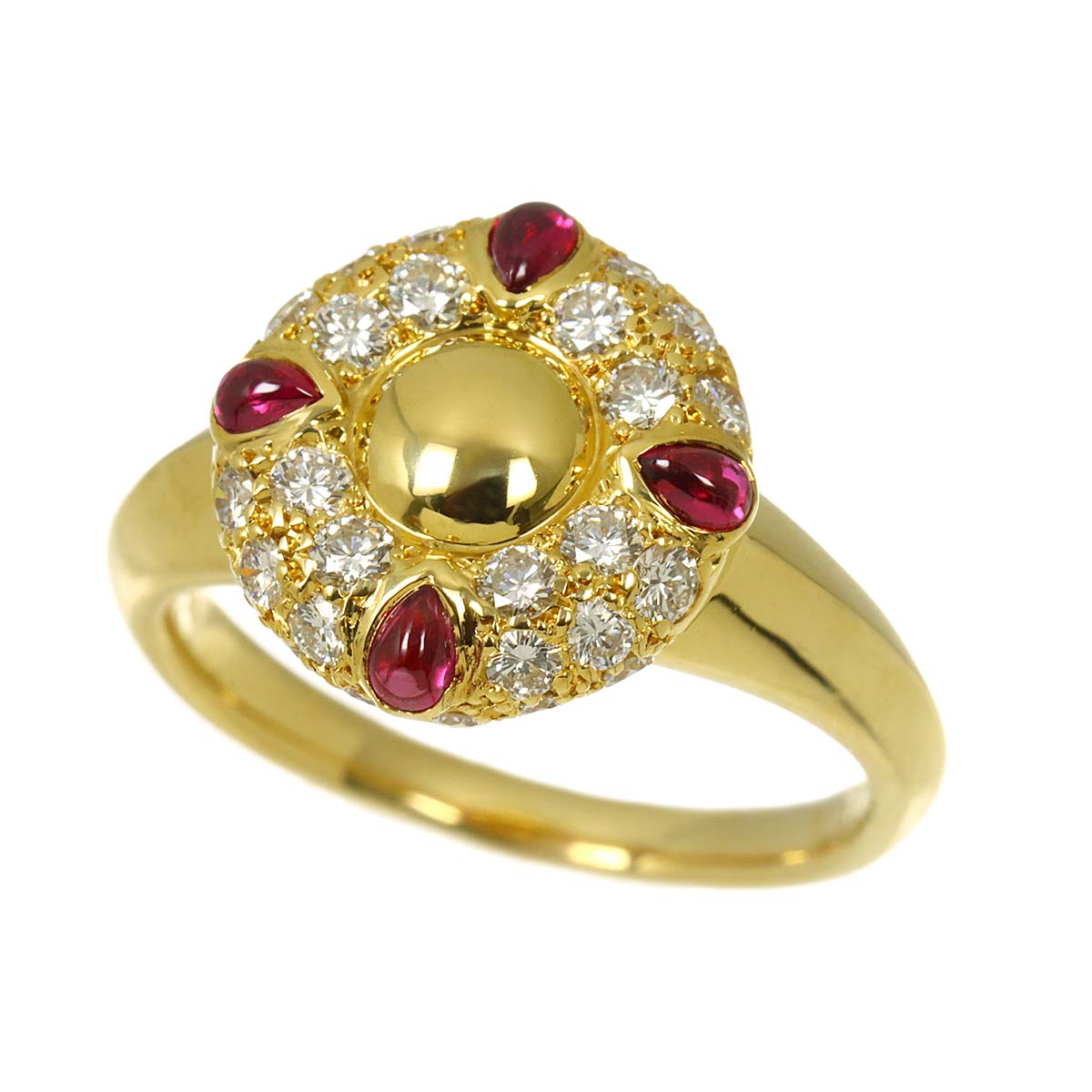 Ruby Diamond Ring 18K YG 750 size4.75-5(US)