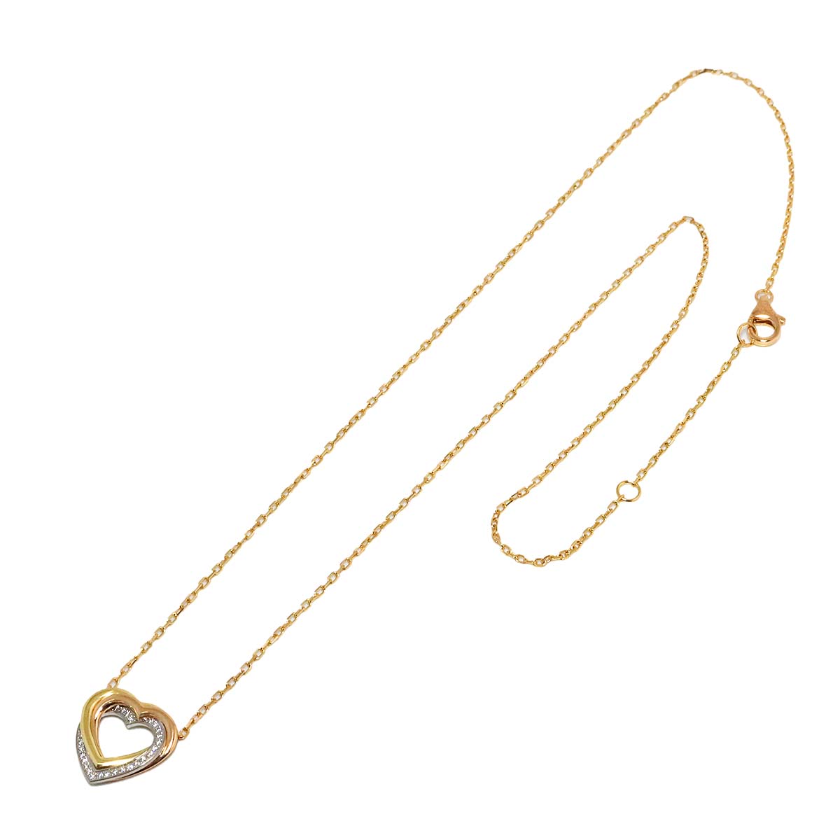 Trinity Diamond Heart Necklace 18K YG WG PG 750