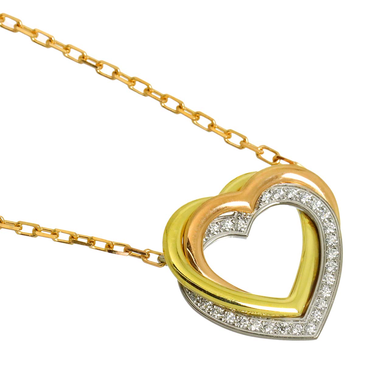 Trinity Diamond Heart Necklace 18K YG WG PG 750